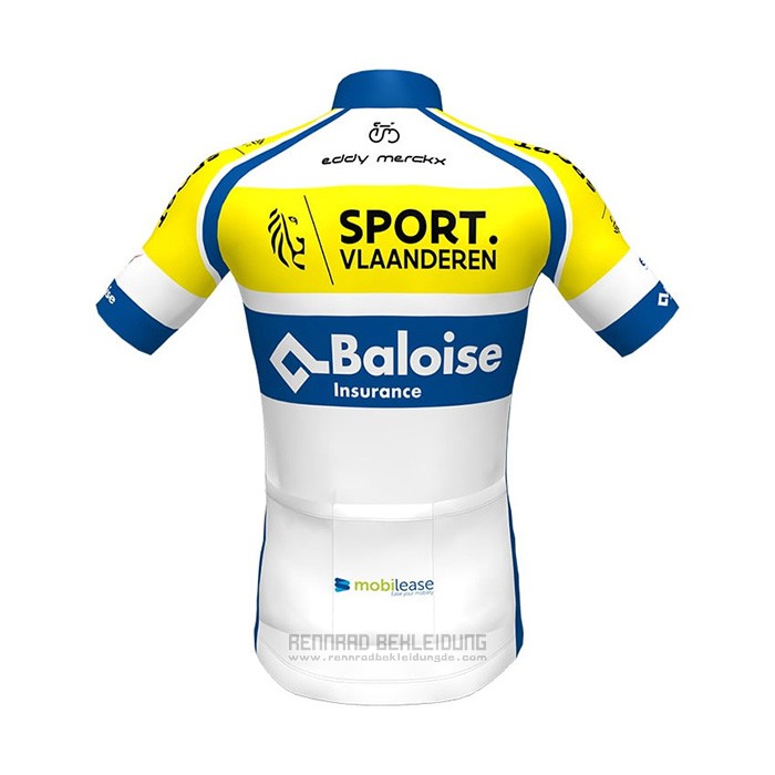2021 Fahrradbekleidung Sport Vlaanderen-baloise Blau Wei Gelb Trikot Kurzarm und Tragerhose